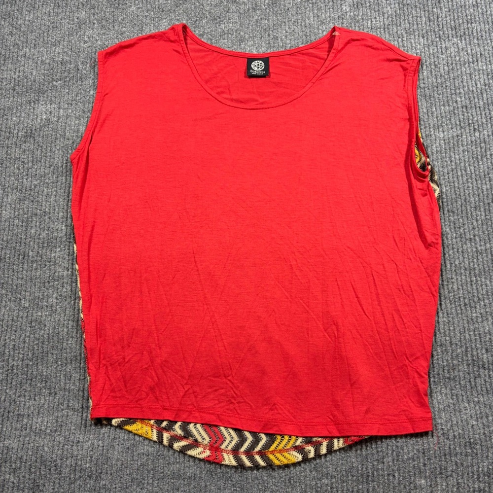 Bobeau Blouse Womens M Red Chevron Crochet Back Sleeveless Tank Top Size Medium